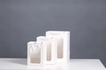 Set of three white paper gift bags with clear windows and elegant ribbon handles - Mini 15*10*20cm / White