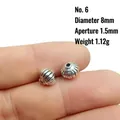 Macro shot of 8mm silver pumpkin alloy spacer beads with textured stripes for DIY jewelry - 6# (Diameter 8mm Hole 1.5mm)