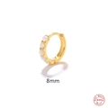8mm gold-plated S925 sterling silver hoop earrings set with five round opals - Single Gold-8MM White Opal