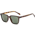 Classic tortoise square frame sunglasses with dark green lenses and silver rivets - Dark Green Lens / Red Leopard