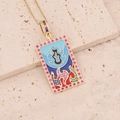 Collar de tarot chapado en oro 18K con colgante de llama en esmalte de colores y circón - Estilo Llama de Color Púrpura (2#)