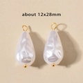 Baroque teardrop pearl pendant with golden loop for DIY jewelry, 12x28mm size - 12# Waterdrop (12x28mm) / Gold