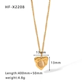 Golden heart necklace with cat-eye stone, irregular pleated texture and adjustable chain - Plicated Heart Cat's Eye Style (HF-X2208)