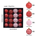 Lot de 16 boules de Noël avec motifs pailletés, craquelés et flocons, diamètre de 6 cm - Pack de 16 / Rouge Craquelé