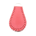 Mini red faux leather baseball keychain pendant with contrast stitching and metal ring - Sports Leather Tag / Dark Red