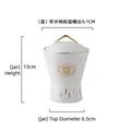 White ceramic jar with gold Evil Eye pattern and lid, size 13cm height and 6.5cm diameter - White Eye Sugar Pot