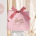 Pink wedding candy gift bag with satin bow and gold foil Thank You lettering - Small / Pink THANK YOU (Pink Ribbon)