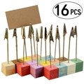 Close-up of 16 colorful wooden cube photo holders with metal alligator clips - Colorful Wood Block Alligator Clip Style (JM00826)