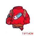 Red jacket embroidery patch with punk heart design for DIY clothing decor 7.6x7.4cm - Red Jacket Style (PE6985CT)