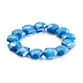 Bohemian faceted blue crystal beads bracelet in durable stainless steel design - Solid Blue Hexagonal Faceted Beads Style (KB99074-Z)