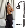 Extension coda di cavallo intrecciata nero naturale da 80cm con elastico fisso - Nero Naturale (SW244-2)