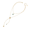 Dubbellaagse gouden ketting met turquoise kraal en glanzende Levensboom hangers - 1#Levensboom