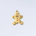 Golden gingerbread man stainless steel charm with detailed cutouts for DIY jewelry - DY526-2 Gold Gingerbread Man