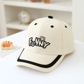 Detail of cream kids baseball cap with FUNNY embroidery and cute bear mascot - 52cm (2-5 Years) / Black
