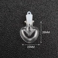 Mini heart shaped glass wish bottle pendant 26x22mm with white stopper variant - Transparent Heart Bottle + Rubber Stopper
