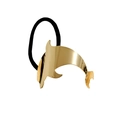 Haargummi mit goldenem Delfin aus Metall und elastischem schwarzem Band - Goldener Delfin