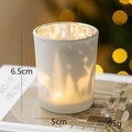 Photophore de Noël en verre dépoli blanc avec silhouettes de rennes hauteur 6,5 cm - Petit / Argent