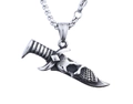Vintage zilveren dolk schedel hanger ketting voor heren met box ketting - Schedel Dolk Stijl (B0911)