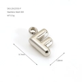 Silver finish stainless steel bubble letter F pendant charm for DIY jewelry making - Letter F / Steel