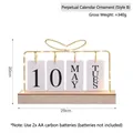 Creative wooden perpetual calendar with LED light string and golden metal frame - Bowknot Decor LED Calendar (Style B) / DIY Assembly / Gold