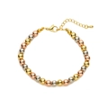 Eleganter verstellbarer Armreif mit Gold-, Silber- und Roségoldperlen für Damen - Dreifarbige Metallperle