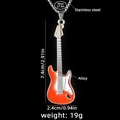 Catena in acciaio inossidabile con pendente chitarra arancione e bianco con misure - Arancione (YYR01406)