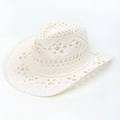 White crochet knit cowboy hat with diamond hollow pattern and classic curved brim - Handmade Western Cowboy Hat - Bleached White