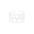Hollow heart pattern silver ring with adjustable open band for a minimalist look - JZ1132-Silver (Hollow Heart Wide Band)