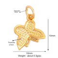 Golden butterfly charm pendant 10x10mm with textured surface and circular hanging loop - Textured Butterfly-Gold