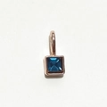 Square cut blue birthstone pendant in rose gold bezel setting for DIY necklaces - Rose Gold December