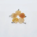 Five yellow heart-shaped natural stone pendants with silver metal clasps for DIY jewelry - Topaz