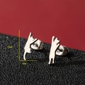 Asymmetric stainless steel cat earrings with a polished finish and minimalist animal design - 756 Steel