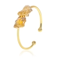 Brazalete ajustable bañado en oro con dos grandes racimos de cristal amarillo natural - Brazalete de Dos Piedras de Citrina