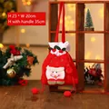 Bolsa de regalo navideña roja con muñeco de nieve 3D, tela no tejida festiva, 23x20cm - Bolsa de Regalo de Terciopelo Cabeza Grande [Muñeco de nieve]