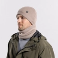 Conjunto de gorro y bufanda de punto caqui para hombre protección de invierno - Beige