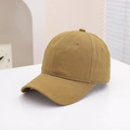 Detail of mustard yellow cotton kids baseball cap with stitched eyelets and curved brim - 54cm (3-8 Years) / Plain Style - Ginger Yellow