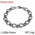Retro 10mm boiled black stainless steel twist chain bracelet in 200mm length - Bracelet (20cm) / Black