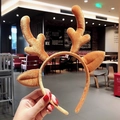 Cute brown plush reindeer antler headband with ears for Christmas festive decor - Brown Antlers with Ears