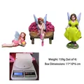 Fairy garden resin figurines set including three poses and precise weight measurement of 159g - 4Pcs Flower Fairy Set