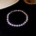 Bracciale tennis con zirconi quadrati rosa e bianchi su montatura in argento - Bracciale Tennis con Zirconi Quadrati Rosa / Rosa