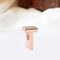 Polished rose gold T-shaped alphabet bead for DIY charm bracelet and jewelry making - Letter T / Rose Gold