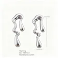 Orecchini a goccia in acciaio inossidabile stile metallo liquido con dimensioni e peso - Stile Onda Fluida / Color Acciaio