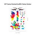 Wasserfester Weltcup-Tattoo-Aufkleber mit buntem Graffiti-Augen-Design 14,5x21cm - Künstlerisches Auge & Tintenspritzer Stil (HFT-003) / 14.5*21CM