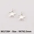 Polished silver alloy hollow star pendant 9x7x2.5mm for DIY jewelry making - XK1728#