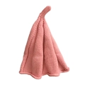 Pink knit pointed elf hat for children featuring a curled brim and textured wool yarn - Watermelon red