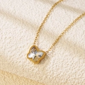 Elegant gold butterfly pendant necklace with sparkling clear crystals on textured background - Clear Butterfly Pendant Necklace (BD020-white)