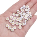 White and gold acrylic 4x7mm flat round letter B bead for DIY jewelry making - Letter B