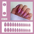 Mauve cat eye press-on nails in long almond shape with metallic shimmer effect W1733 - Glue Type / Purple Red Cat Eye Solid Color (W1733)