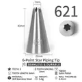 304 stainless steel piping nozzle 621 with dimensions 40x25mm for cake decorating - 621 (6-Teeth Star)