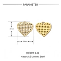 Detailed view of a 15mm heart-shaped pendant with pearls and stainless steel texture - VG591 Gold Faux Pearl Heart Pendant